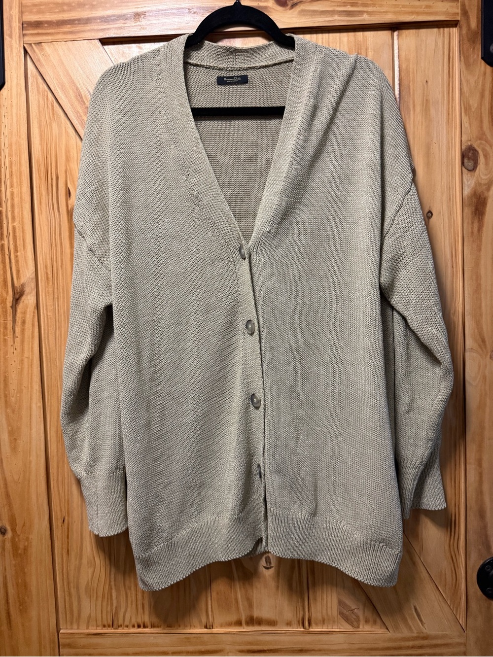 Massimo Dutti Beige V-Neck Button Cardigan